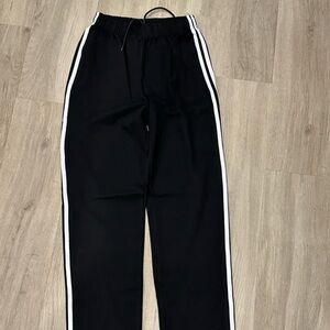 Black Track Pants with White Stripes